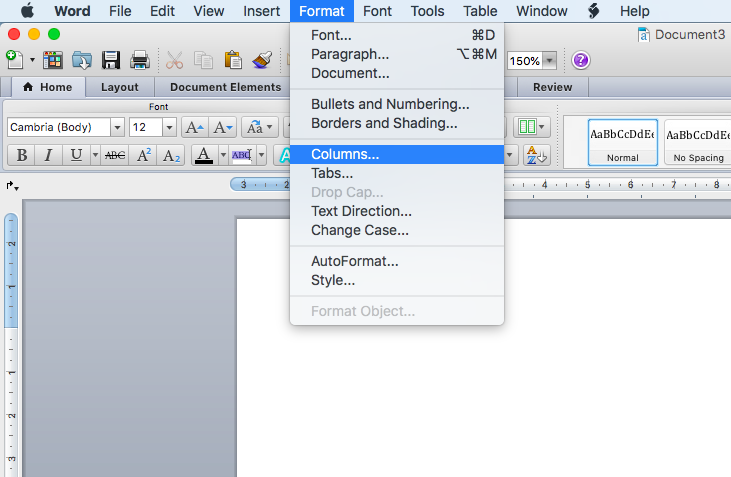 Column formatting