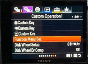 Sony zve-10 function menu set