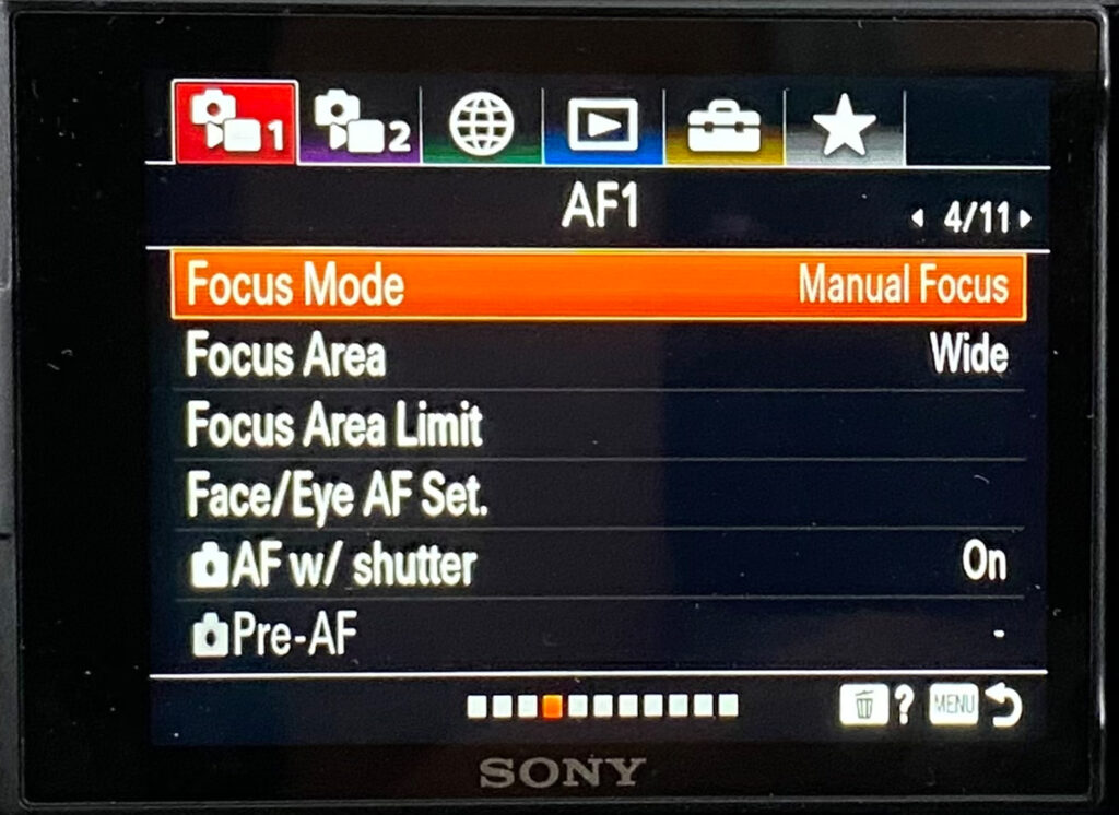 Sony zve-10 manual focus mode