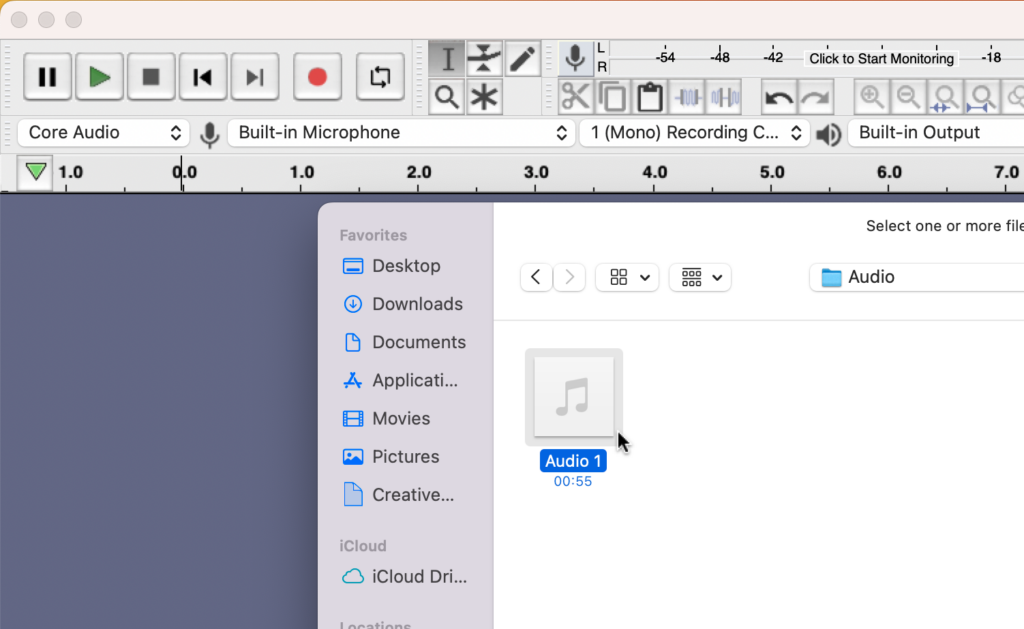 importing audio into Audacity