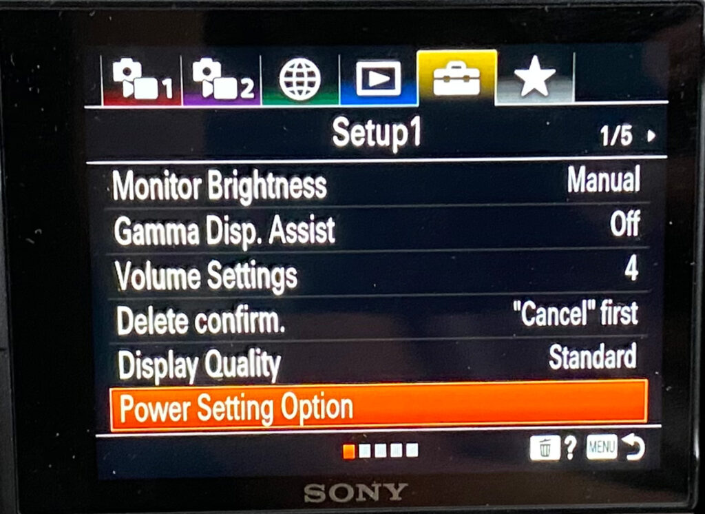 Sony zve-10 power setting option