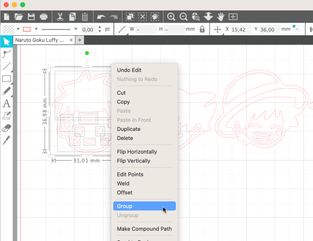 grouping in  in Silhoutte Studio