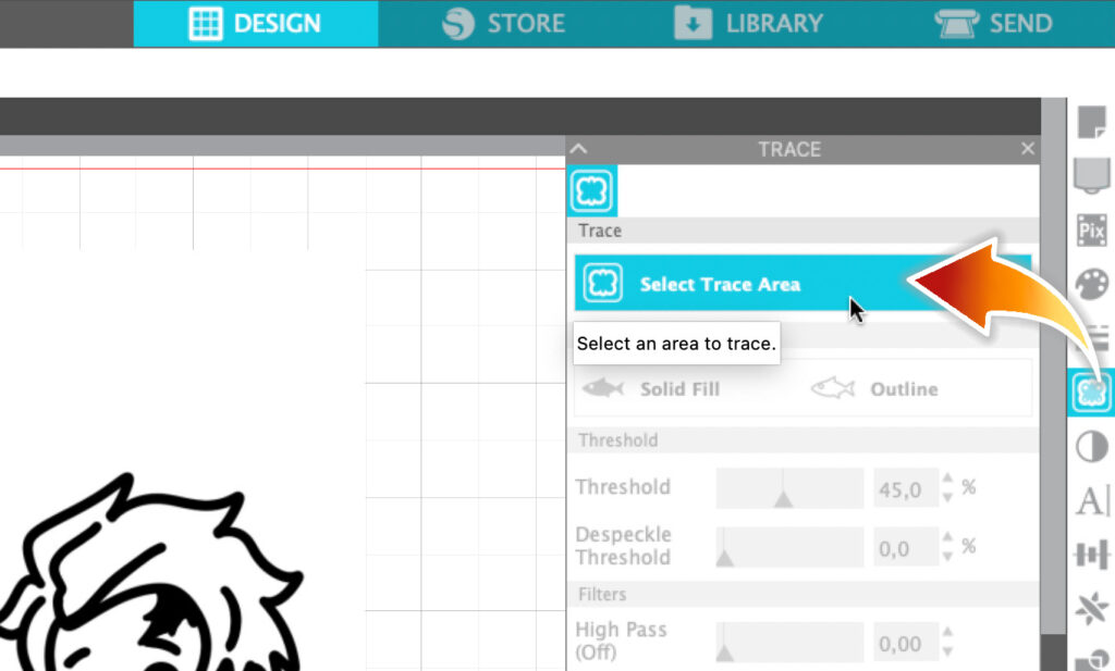Silhouette Studio Select Trace Area