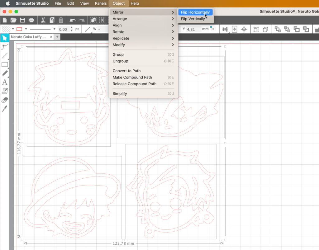 flip and mirror images in Silhoutte Studio