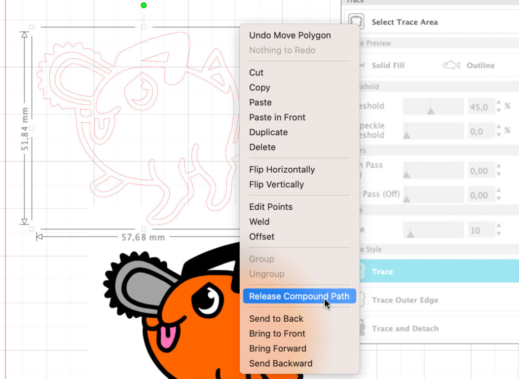release compound path in silhouette studio