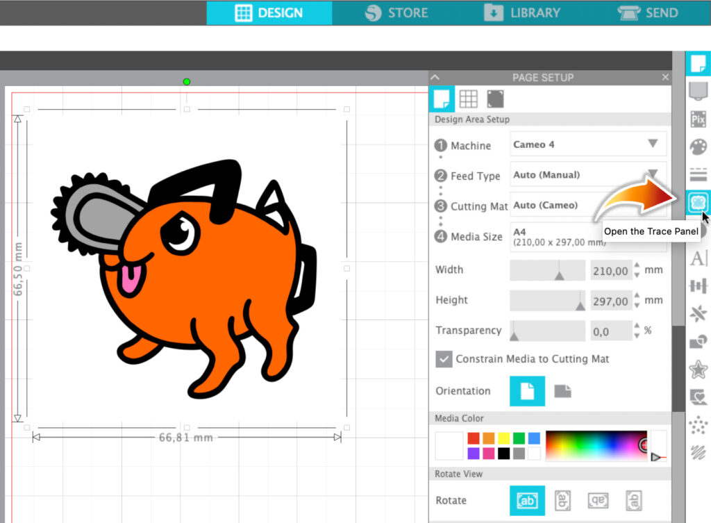 silhouette studio trace panel