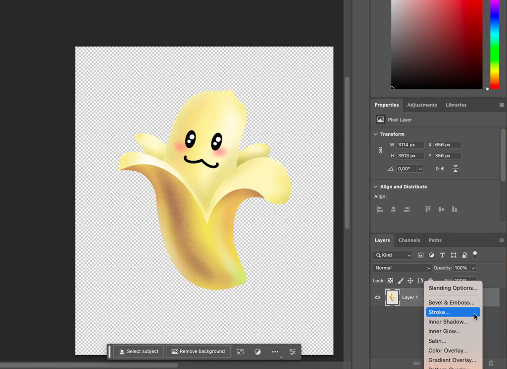 addint stroke to an image in photoshop