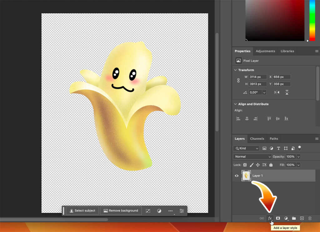 fx button in adobe photoshop