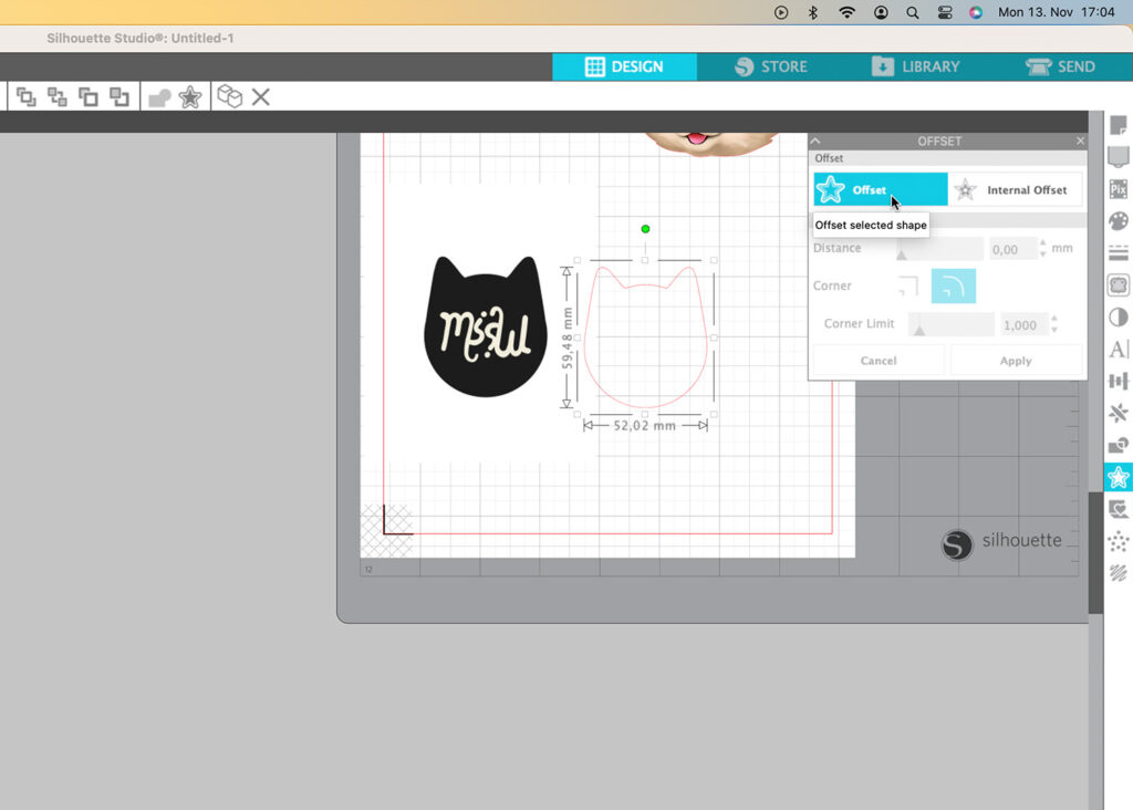 adding offset to JPEG in silhouette studio