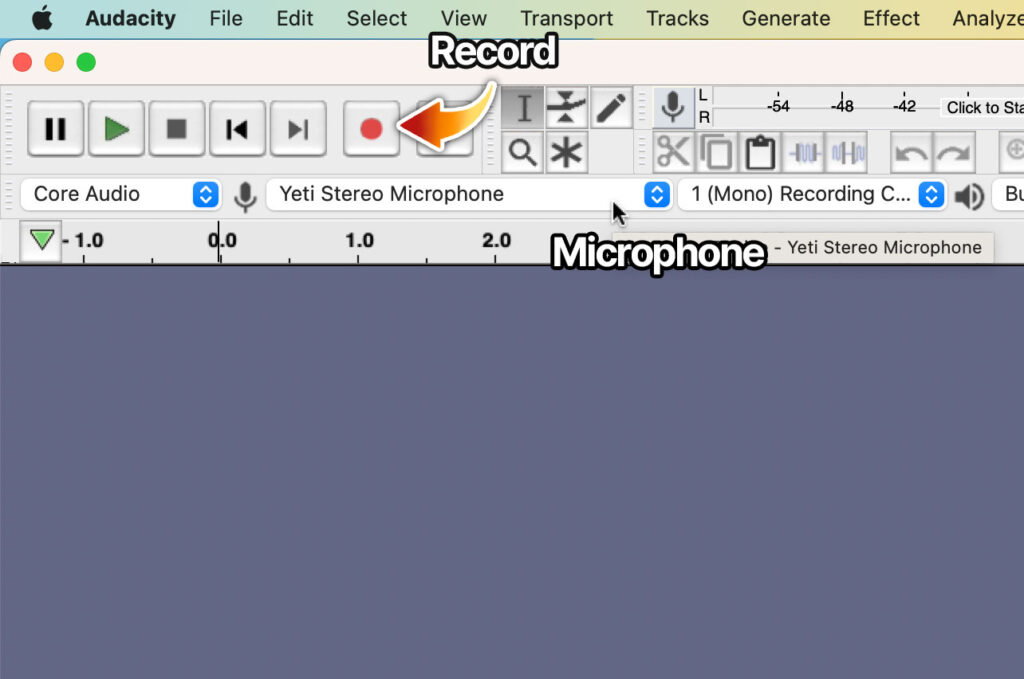 how to record audio with Audacity