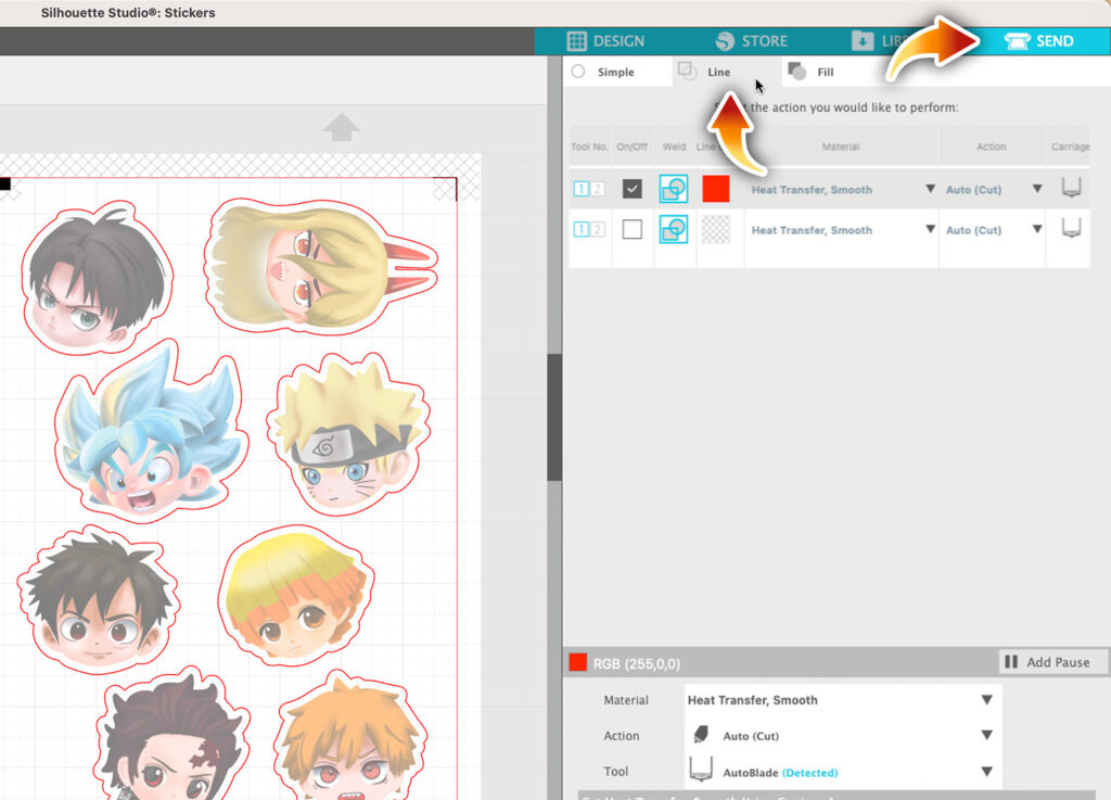 send a file to cut in silhouette studio