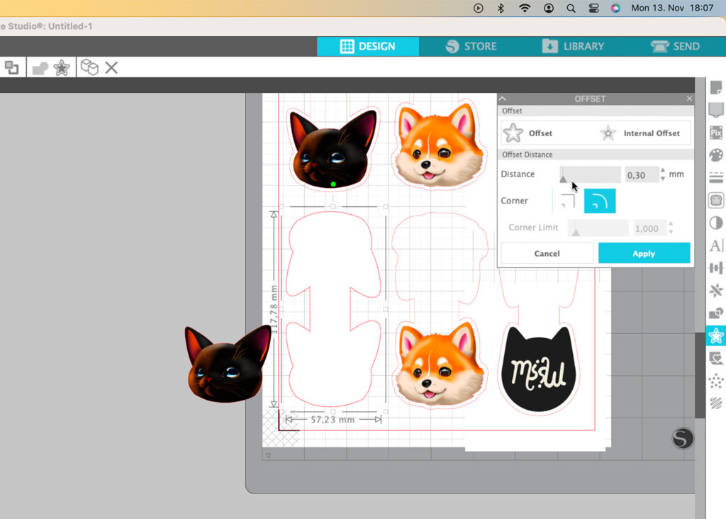create a line with offset function in silhouette studio