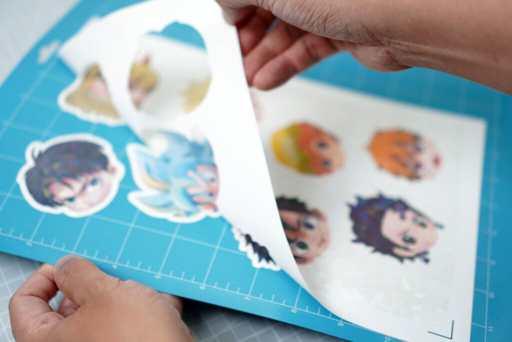 taking off stickers of the cuting mat
