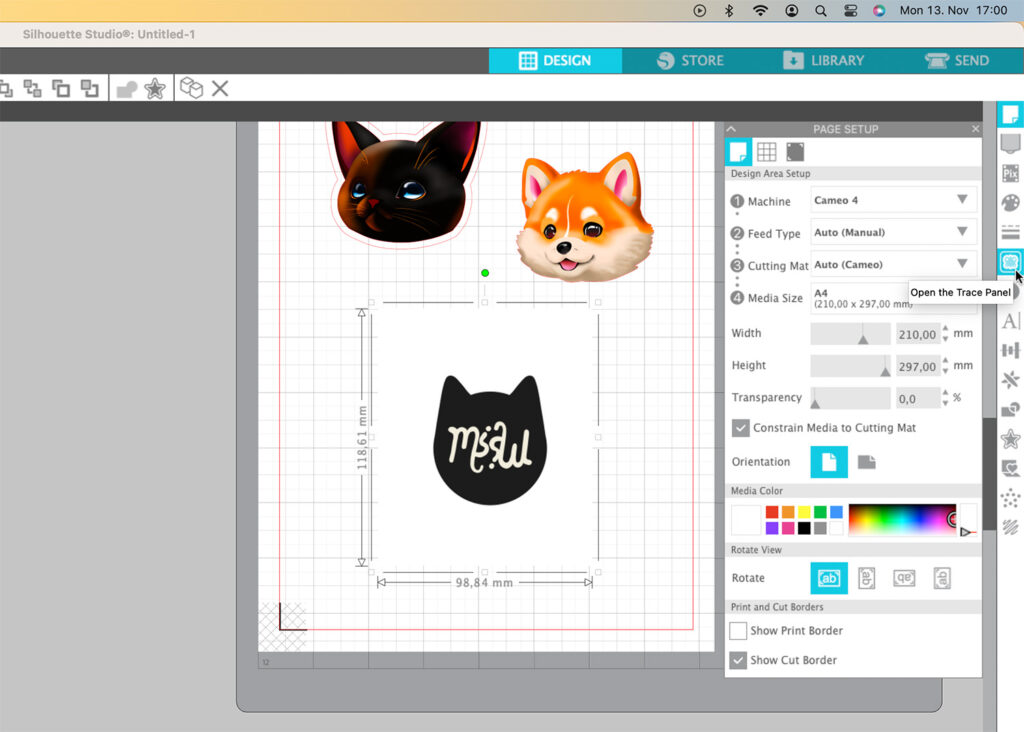 tracing jpeg image in silhouette studio