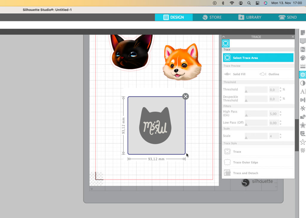 tracing an image in silhouette studio