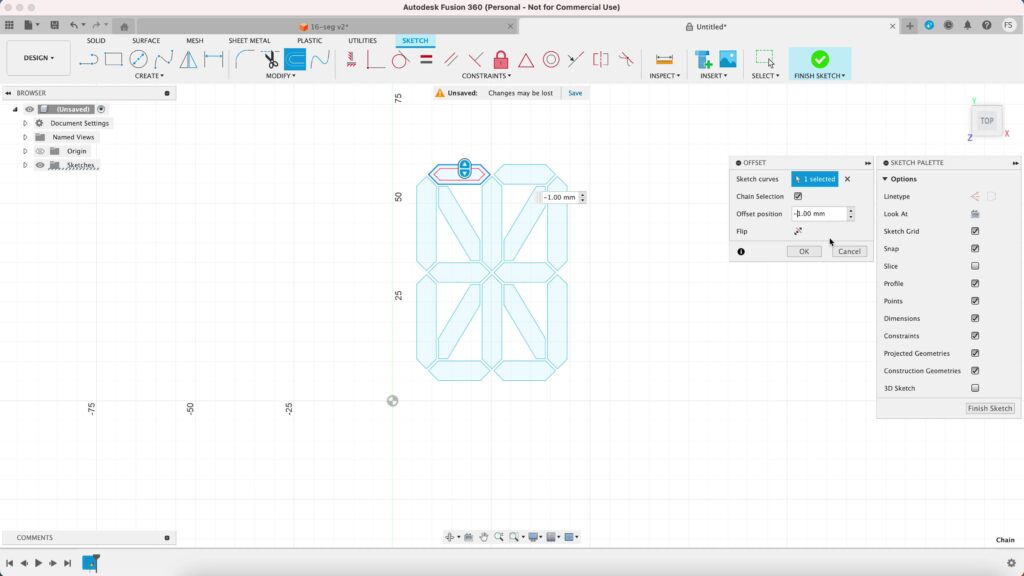 creating an offset in fusion 360
