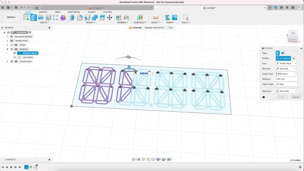 Extruding in fusion 360