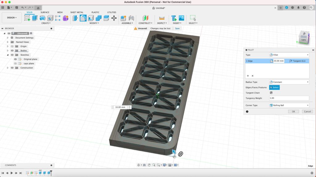 Rounding corners in fusion 360