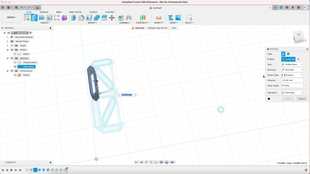 Extrusion in fusion 360