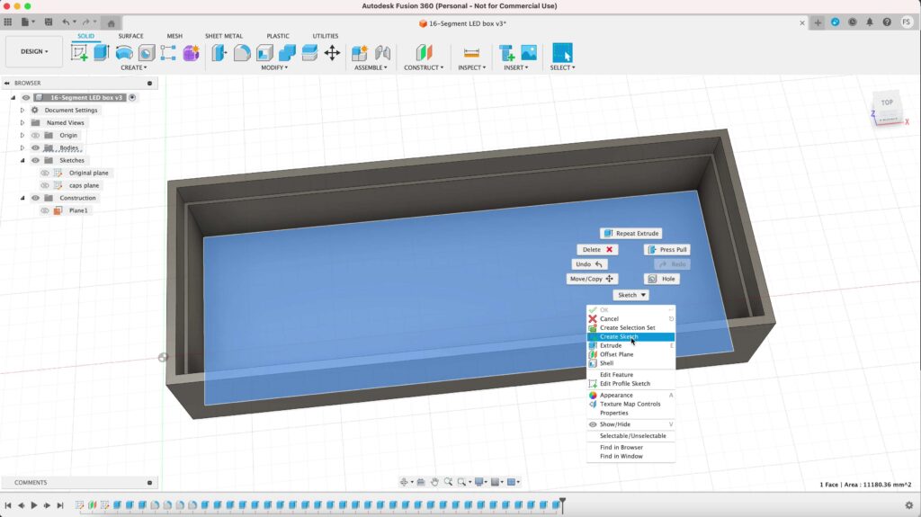 Extrude using cut operation in fusion 360