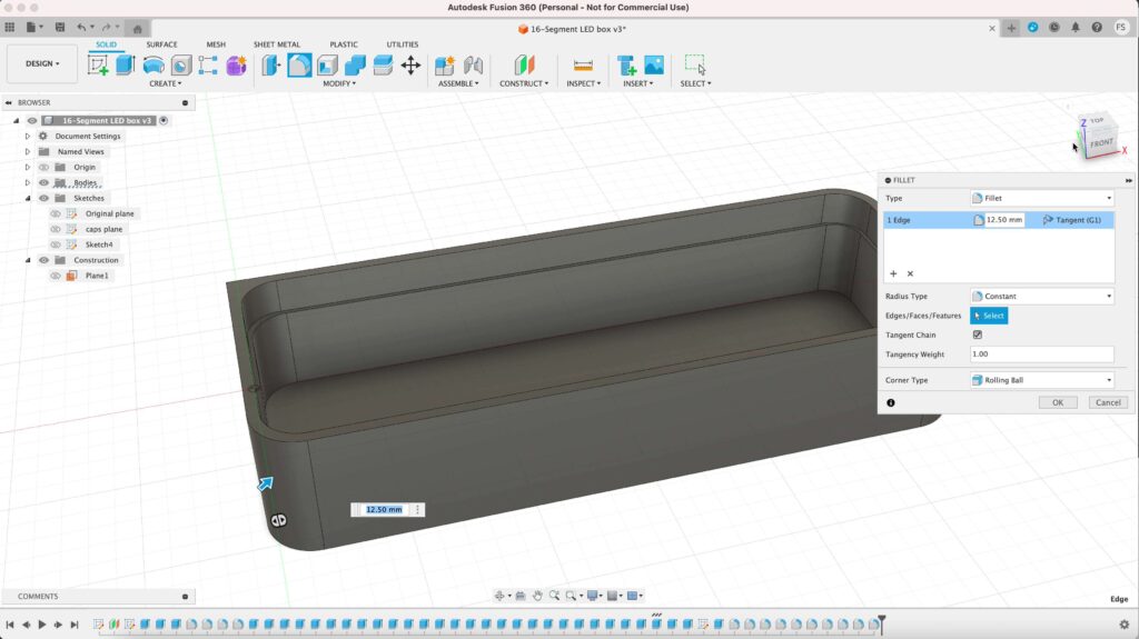 chamfer a corner in fusion 360